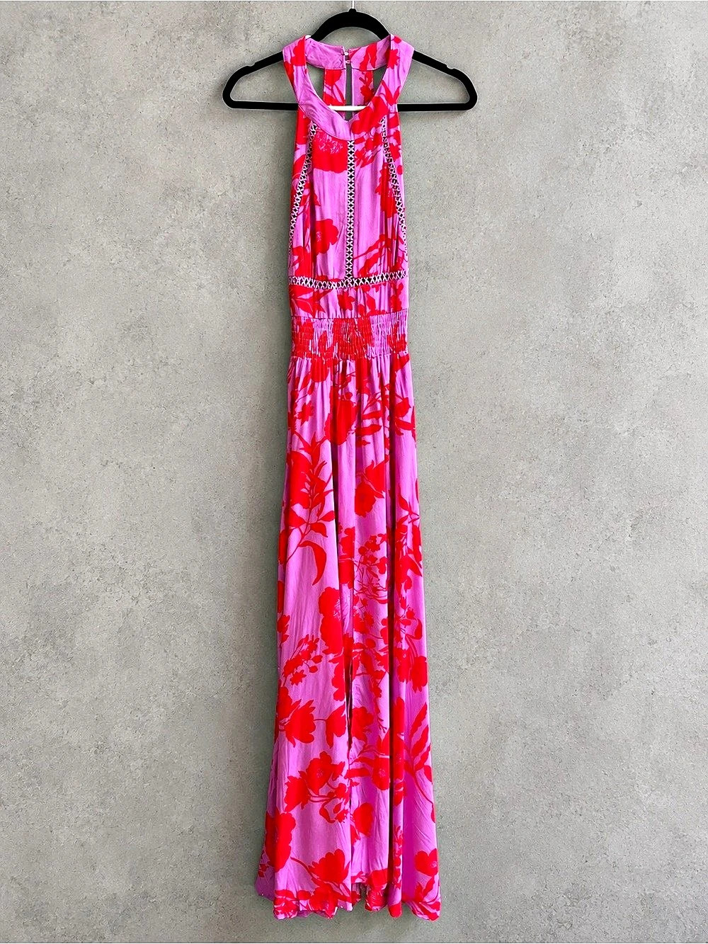 Abel the Label Pink & Red Floral Maxi Dress — XS